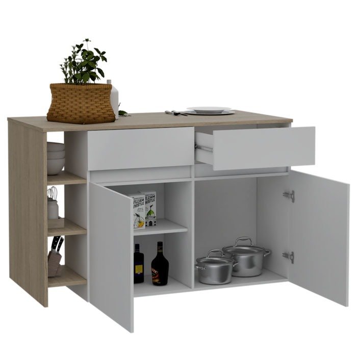 Barra Auxiliar Viena 01 Barra Auxiliar de melamina para cocina, modelo Viena estilo moderno