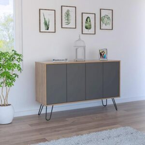 mesa auxiliar tokio - color miel y plomo