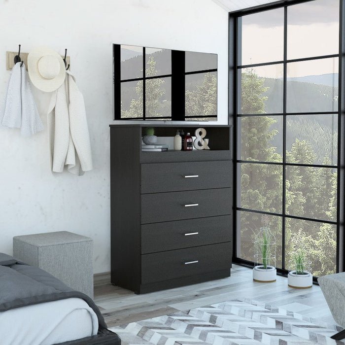 Cómoda Luanda Wengue, Mueble de Dormitorio, Organizador.