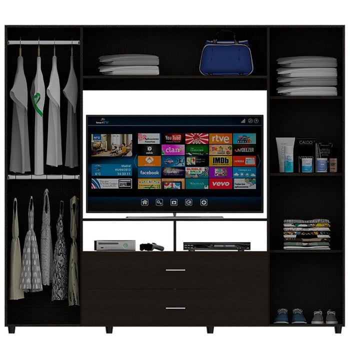 Ropero Kansas Wengue 01 Ropero Kansas Wengue, Mueble de Dormitorio, Organizador