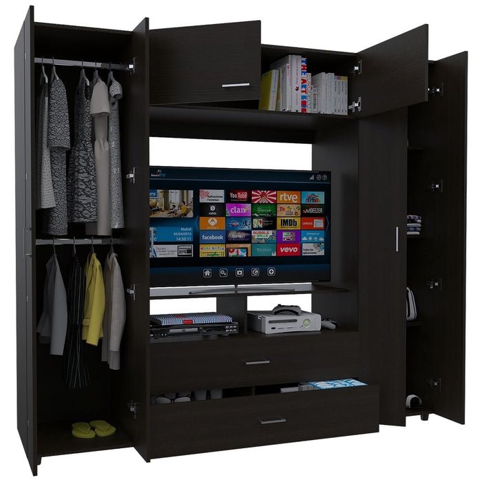 Ropero Kansas Wengue 03 Ropero Kansas Wengue, Mueble de Dormitorio, Organizador