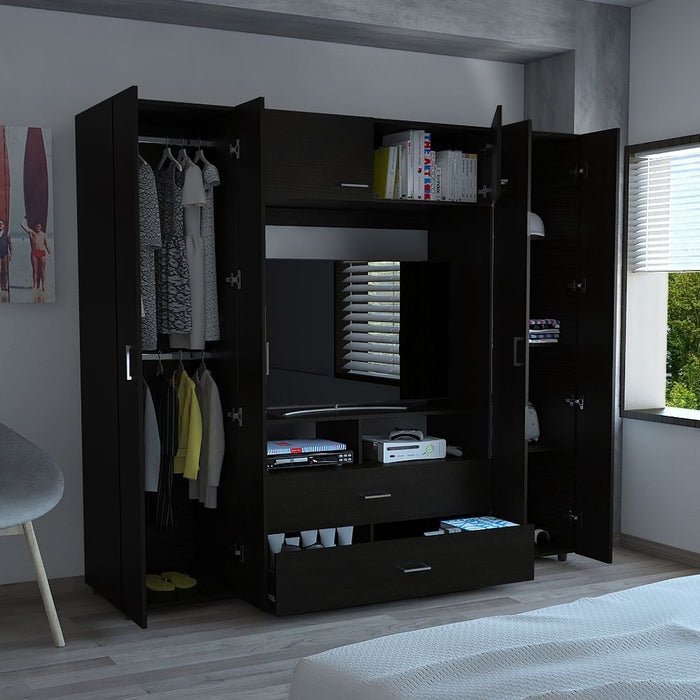 Ropero Kansas Wengue 04 Ropero Kansas Wengue, Mueble de Dormitorio, Organizador