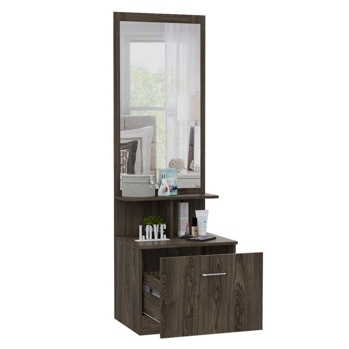 Tocador Luanda Coñac 01 Tocador Luanda Coñac, Mueble Organizador con espejo