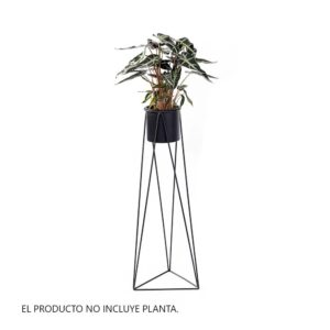 Porta maceta y macetero en forma triangular, material acero y plástico